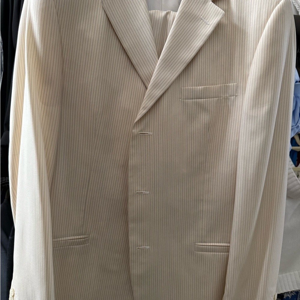 Versace Beige Pinstripe Blazer
